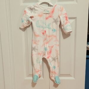 5/20$ 🐳 Carter's Pink, Aqua & Gray Sea Animal Footed One-Piece